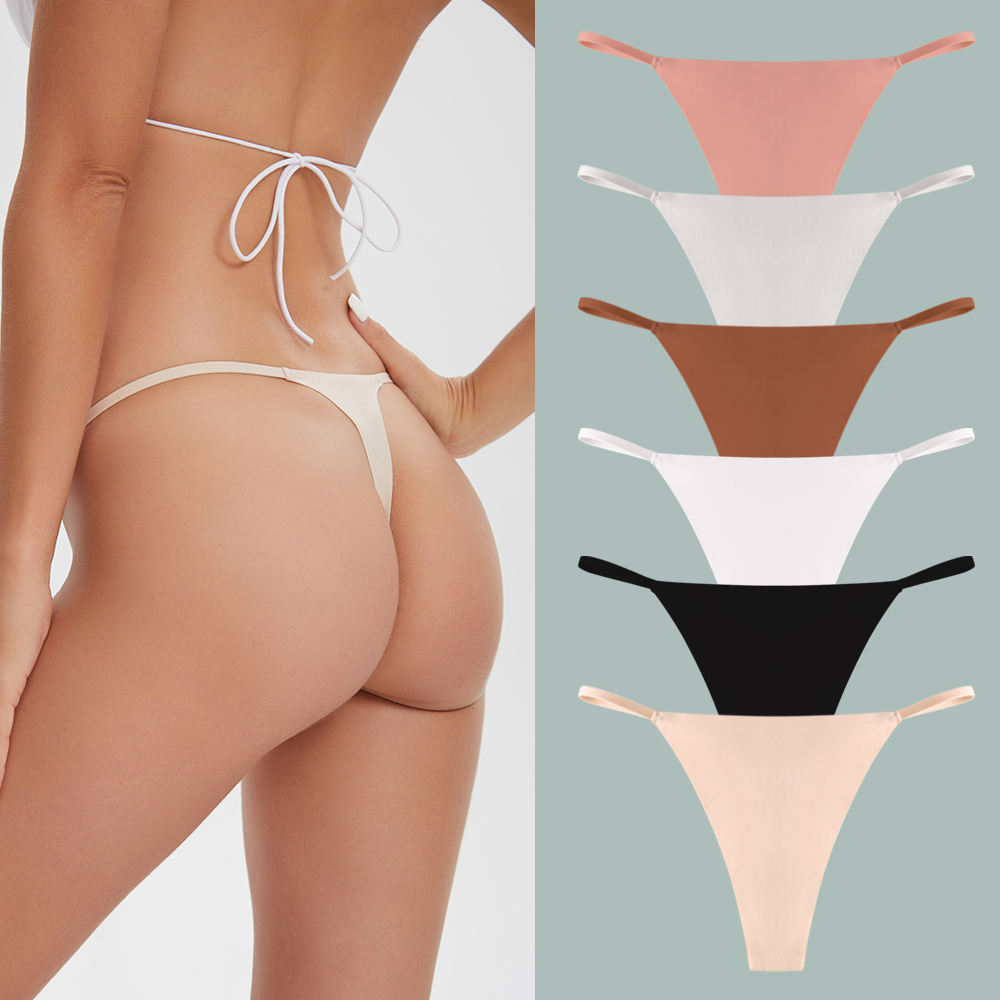 Lace panel tanga panties